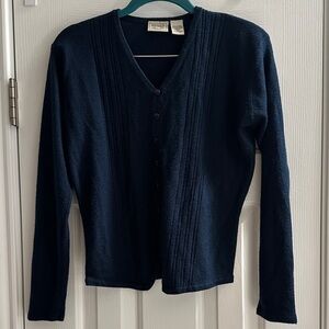Vintage Navy Blue Cardigan Women’s PS Classic Preppy Academia Coastal Grandma
